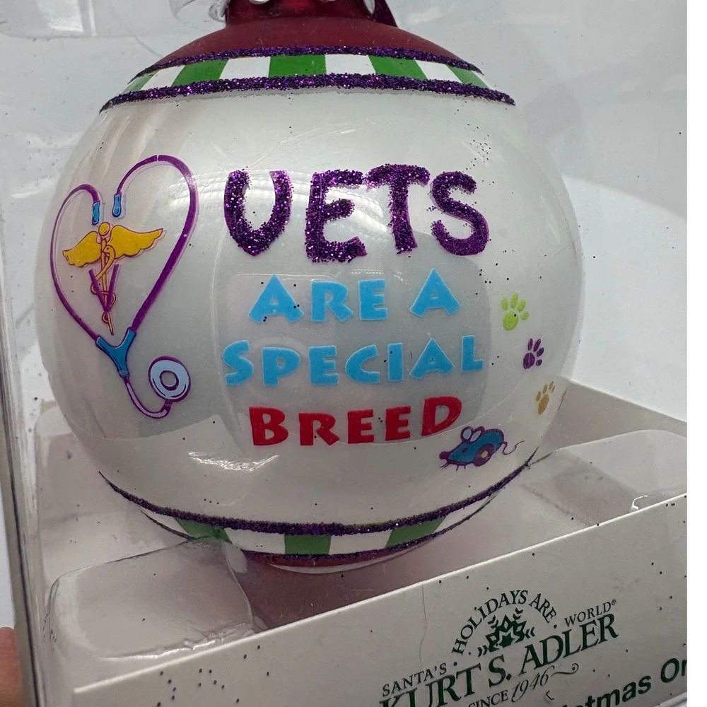 Kurt S Adler Vets Are A Special Breed Glass Christmas‎ Ornament New Veterinarian